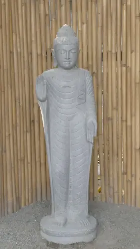 Artikelbild des Artikels “Stehender Buddha - Abhaya Mudra aus Riverstone, ca. 155 cm hoch “